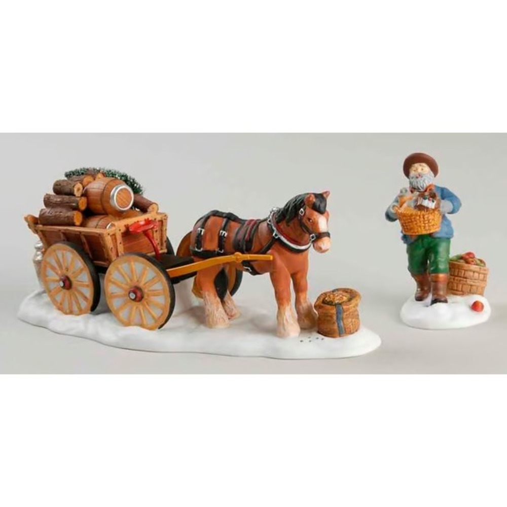 DEPT 56 NEW ENGLAND VILLAGE SERIES LOAD UP THE WAGON - SET OF 2 - RETIRED